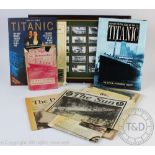 A selection of Titanic ephemera and memorabilia to include postcards, cuttings, reference books,