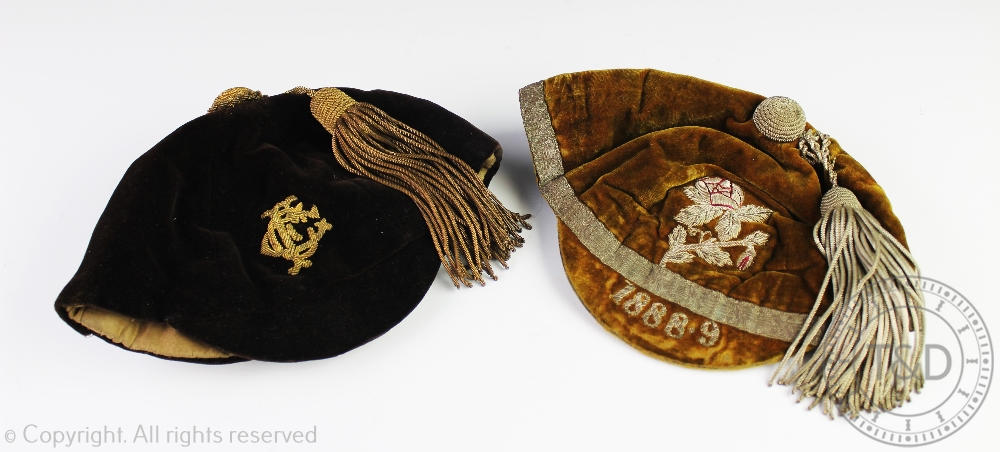 A 19th century Rugby cap - Yorkshire or Lancashire, decorated with a rose and dated 1888-9, - Image 2 of 2