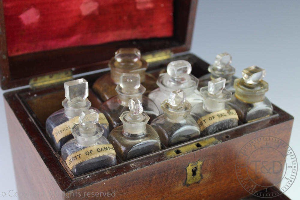 An early 19th century mahogany apothecary cabinet, with recessed brass handles, - Image 2 of 4