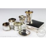 A selection of English and continental small silver wares, comprising, a set of coffee spoons,