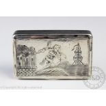 A mid 19th century Russian 84 Zolotnik silver and niello snuff box,