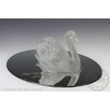 A Lalique frosted glass model of a swan 'Cygne', with head raised, signed 'Lalique France',