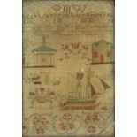 A George III needlework sampler by Kathrin Morison dated 1798 and aged 21, possibly North American,