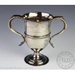 A George III silver twin handled cup, medical interest, Peter and Jonathan Bateman, London 1810,