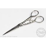 A pair of silver grape scissors, Lowe & Sons, Sheffield 1991,