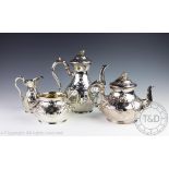A Victorian silver four piece tea and coffee service, A B Savory and Sons,