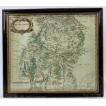 Robert Morden, 17th century Engraved map with later hand colouring, North Wales, 36cm x 43cm,