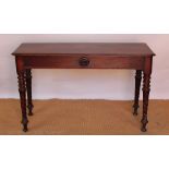 A Victorian mahogany hall table / side table, with turned and spiral fluted legs,