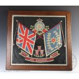 An early 20th century Royal Warwickshire Regiment woolwork picture, c1910,