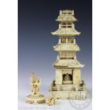 A Japanese ivory pagoda shrine, Meiji period (1868-1912),