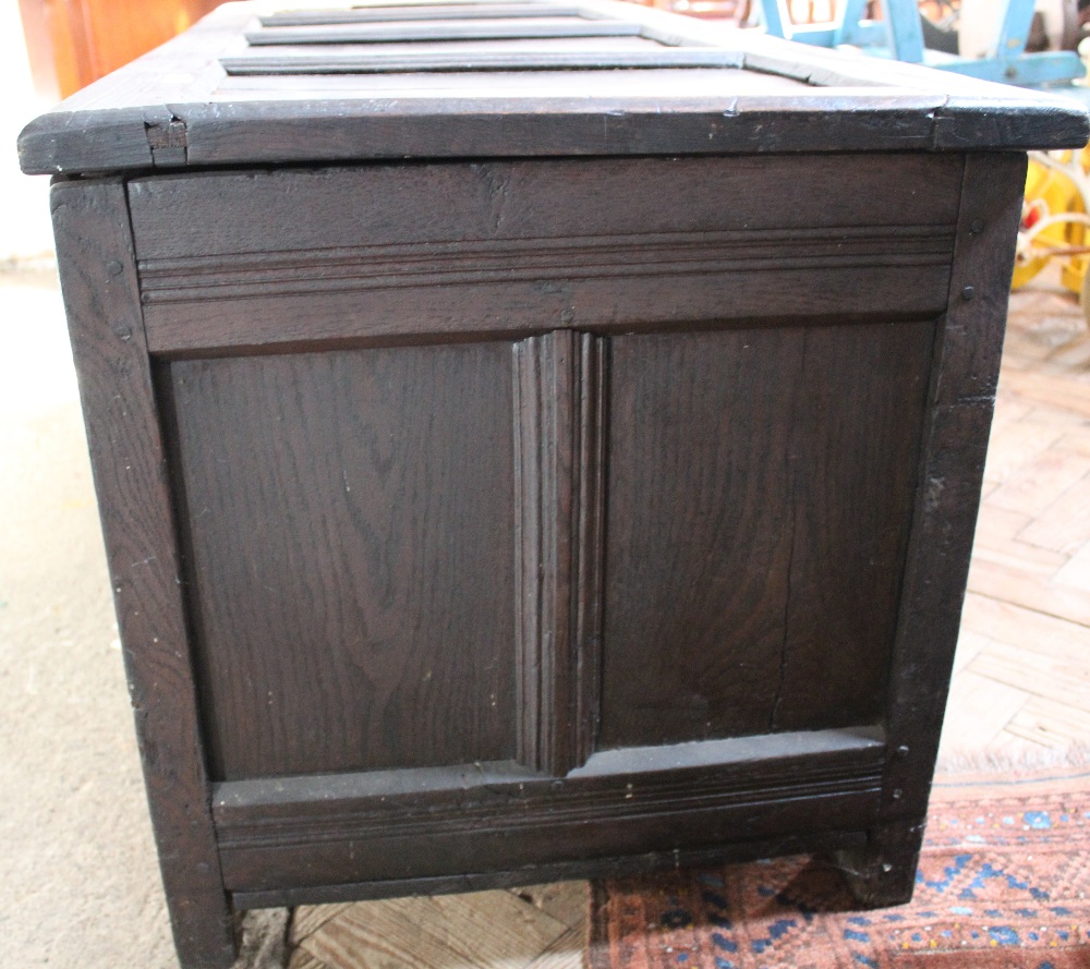 A late 17th century oak coffer, initialled and dated 'AD 66', - Image 5 of 13