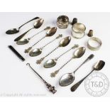 A selection of assorted silver to include an Edwardian novelty button hook, Crisford & Norris Ltd,