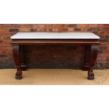 A William IV and later mahogany serving table / hall table,