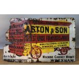 A large and unusual vintage vitreous enamel advertising sign of local interest,
