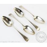 A set of four silver George III Old English pattern spoons, 'RC' London 1799, monogrammed,