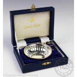 A cased silver wine taster, D S S Birmingham 1988,