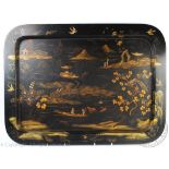 A 19th century lacquered papier-mâché rectangular tray,