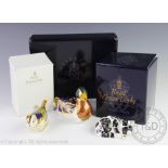 A Royal Crown Derby Misty Kitten paperweight within members box, 8cm long,