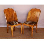A set of eight Art Deco style birds eye maple veneered dining chairs, cloud back style,