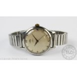 A gentlemans stainless steel wrist watch, possibly Jaeger LeCoultre,