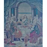 An early Victorian needlework picture of The Last Supper by Sarah Ashton, within a rosewood frame,
