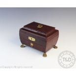 A George III Moroccan leather covered sewing casket or work box,