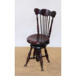 A 19th century an later mahogany and stained beech harpists stool / music stool,