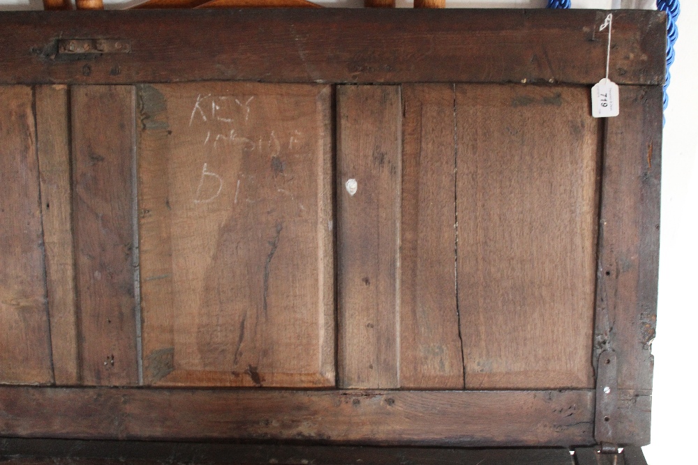 A late 17th century oak coffer, initialled and dated 'AD 66', - Image 10 of 13