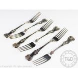 A set of six George IV Scottish silver Queens pattern table forks, Peter Aitken I, Glasgow 1830,