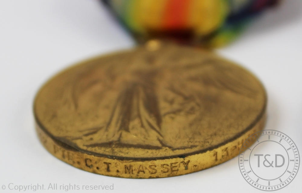 A World War I medal trio to 13112 Pte C T Massey 13-Hus, comprising 1914/15 Star, - Bild 3 aus 6