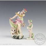 An 18th century porcelain figure of Hercules and Cerberus 'The Hound of Hades',