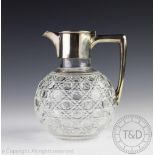 A late Victorian silver mounted cut glass claret jug, Fenton Bros Lts, Sheffield 1901,