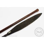 An Oceanic Polynesian New Britain partridge wood Pole club, 114cm,