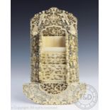 A 19th century Chinese canton carved ivory letter rack,