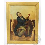 English School (19th century), Oil on canvas, Violin restorer seated within an interior,