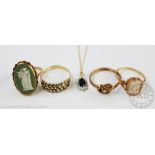 A collection of assorted gold rings and jewellery,