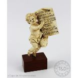 A carved ivory cherub, 19th century, possibly French, Dieppe,