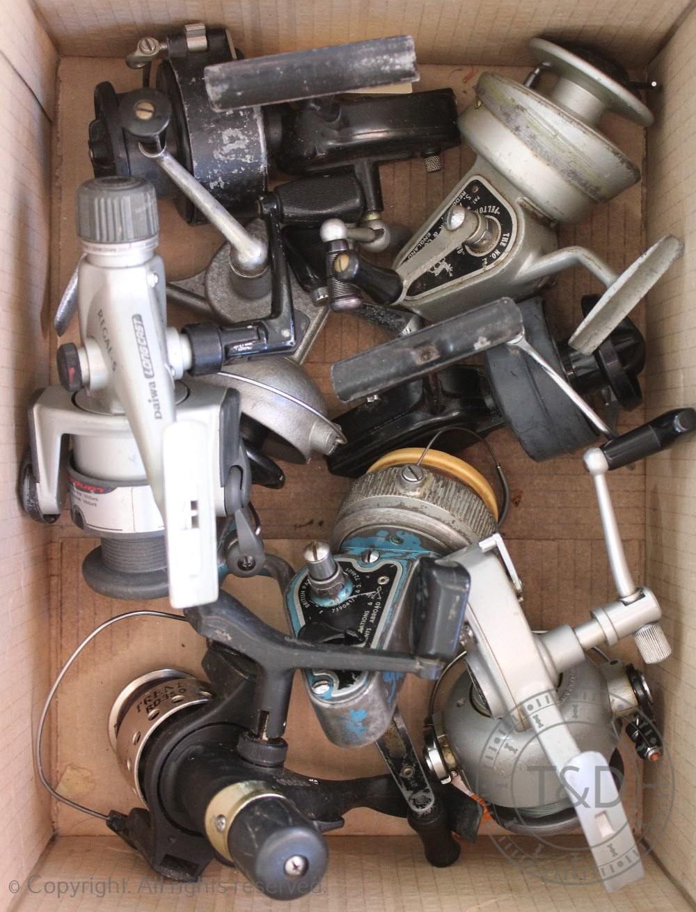 Eight coarse fishing reels, including Allcock,