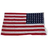 Two vintage linen United States of America flags, mid 20th century, each stitched in section,
