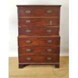 A George III mahogany chest on chest, with three long drawers above three long drawers,