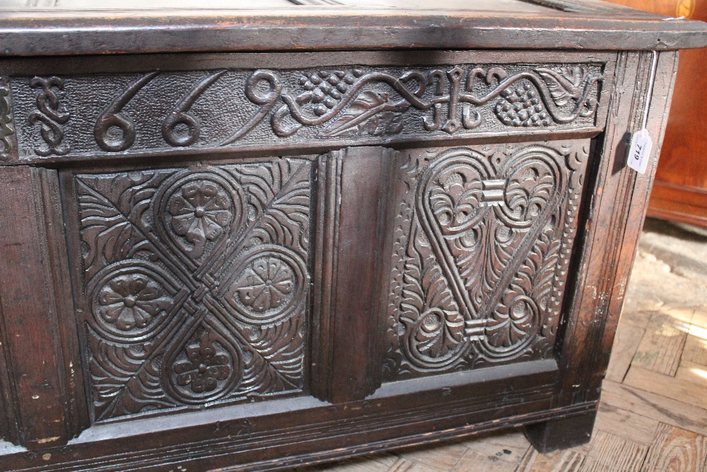 A late 17th century oak coffer, initialled and dated 'AD 66', - Image 8 of 13