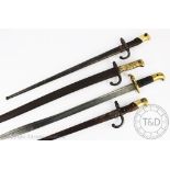 Three 19th century French Gras bayonets,