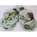 Five 19th century Mintons Aquarium pattern Aesthetic plates possibly designed by William Steven