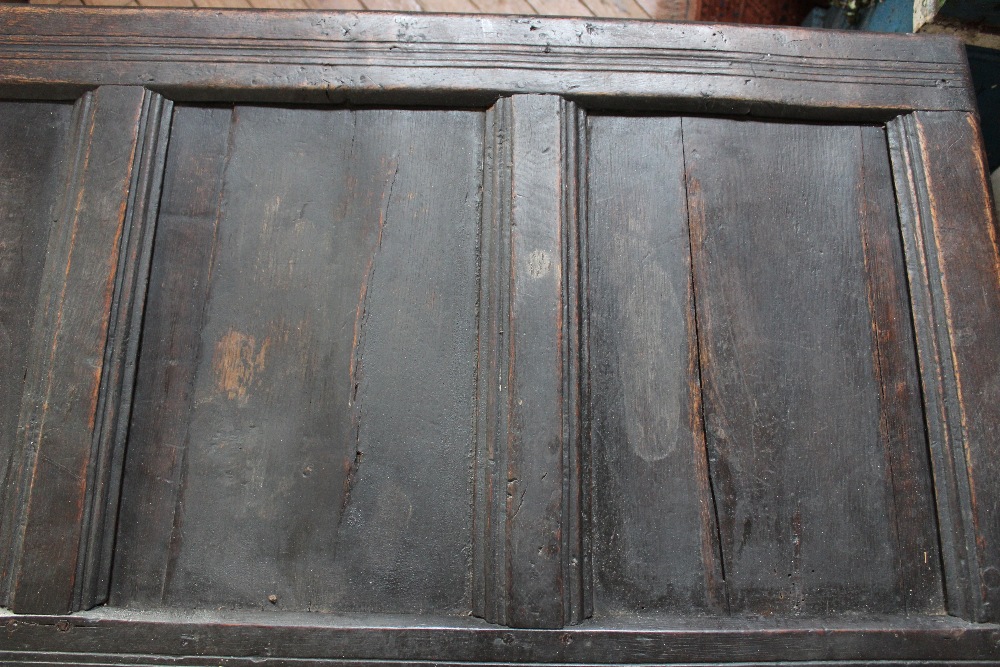 A late 17th century oak coffer, initialled and dated 'AD 66', - Image 3 of 13