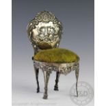 A novelty silver pin cushion in the form of an 18th century style chair, James Deakin & Sons,