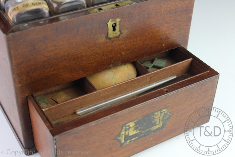 An early 19th century mahogany apothecary cabinet, with recessed brass handles, - Image 3 of 4