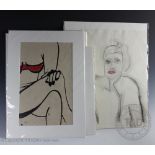 Sheila Benson (Modern British, Shropshire), Two watercolour and ink nude studies on board,