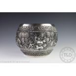 A large Burmese silver bowl,