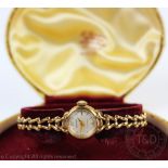 An Accurist 9ct gold ladies wristwatch, Edinburgh circa 1960, the circular face enclosing, batons,
