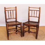 A harlequin set of six 19th century beech and ash country kitchen chairs (three and three) with